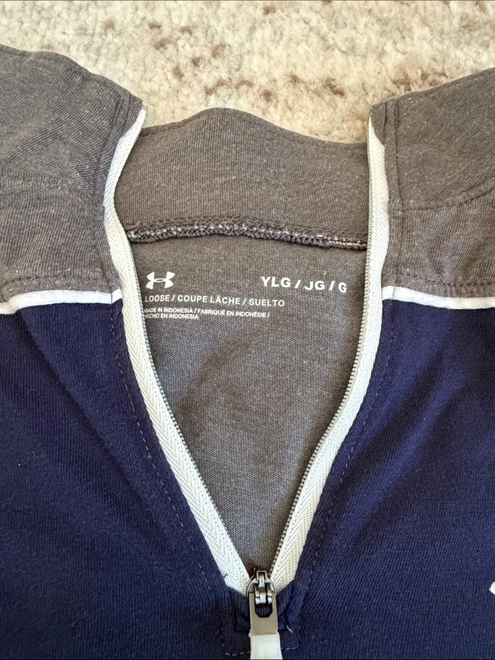 Notre Dame-Under Armour Kids Navy & Gray Notre Dame Quarter-Zip Pullover